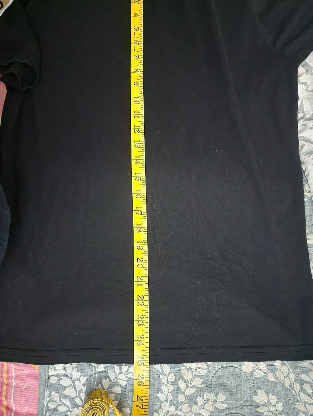 Black Short Sleeve Tee with Beige Logo Shoulder Tape - Picture 9 of 9